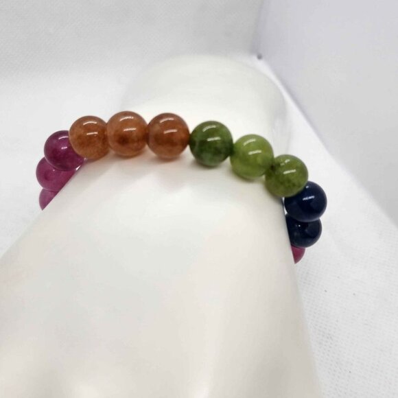 Multi-Color Agate Stretch Bracelet - Picture 3 of 3